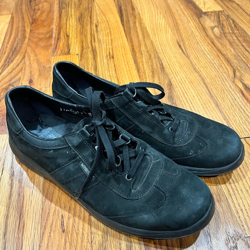 Mephisto Black Suede Leather Lace Up Low Top Sneakers Women's US 11.